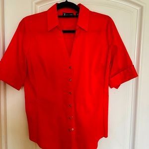 New York & Co blouse. Snap front. Cuffed sleeves. Bright beautiful orange!